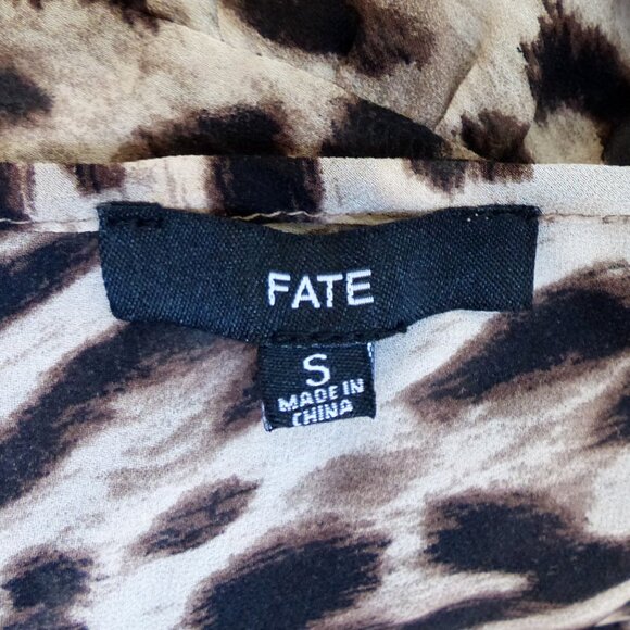 FATE Sheer Leopard Print Tiered Dress Small Empire Basque Waist Boho Goth Fitted - Picture 8 of 8